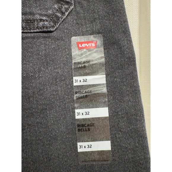 Levis Ribcage Bell Super High Rise Flare Jeans Washed Black 31x32 NEW - Picture 6 of 12